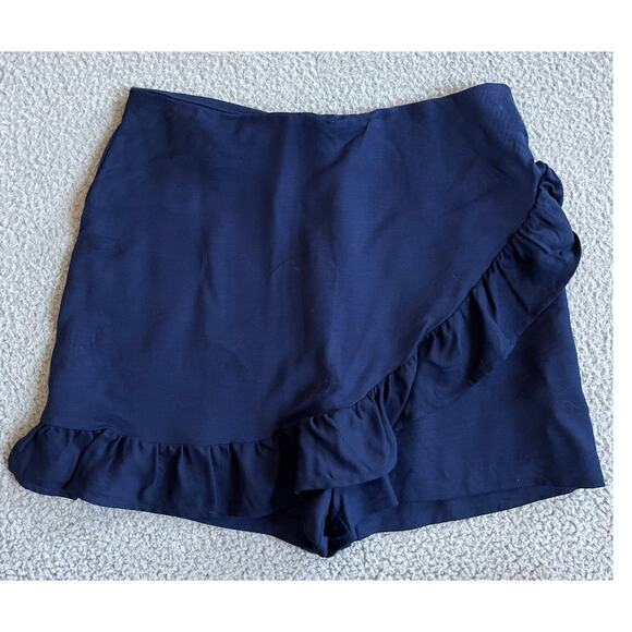 Lilly Pulitzer Skort 6 Small High Waisted Ruffle Blue 80s Retro Classic Shorts - Picture 1 of 14